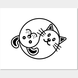 Yin Yang Cat and Dog Posters and Art